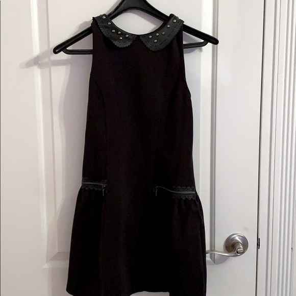 Jessica Simpson Black Leather Stud Trimmed Dress